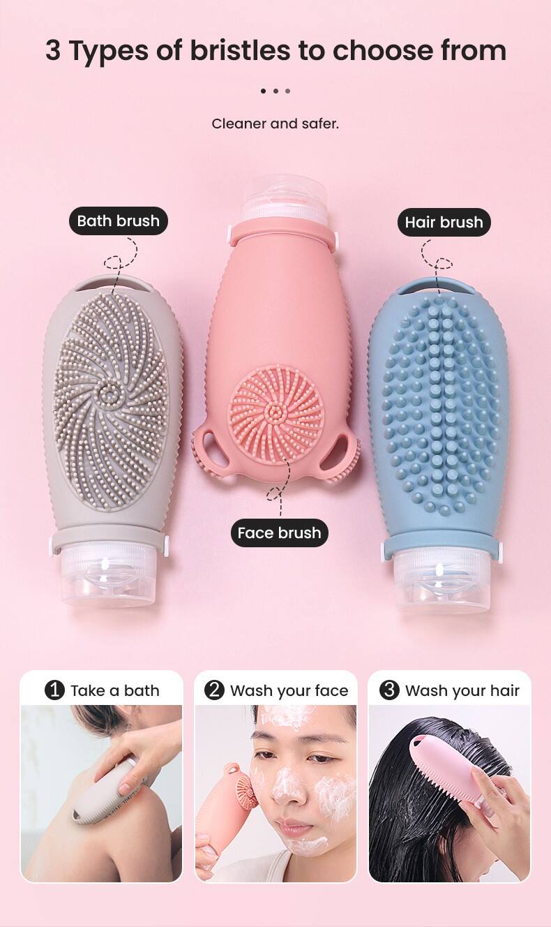 New Design 100ML Reusable Travel Silicone Bottle with Silicon Brush manufacture