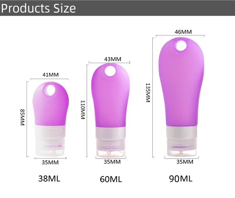 Reusable Silicone Travel Size Hand Sanitizer Bottle With Cap&Carabiner factory