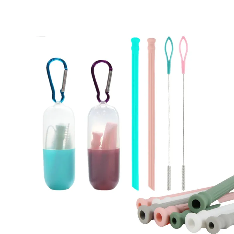 Silicone Fold & Store Drinking Straw with Carry Case