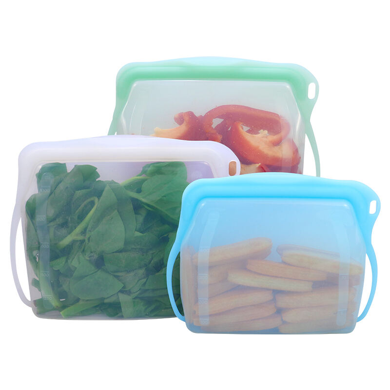 Reusable Silicone Food Safe Zipper Storage Bags 500ml 1000ml