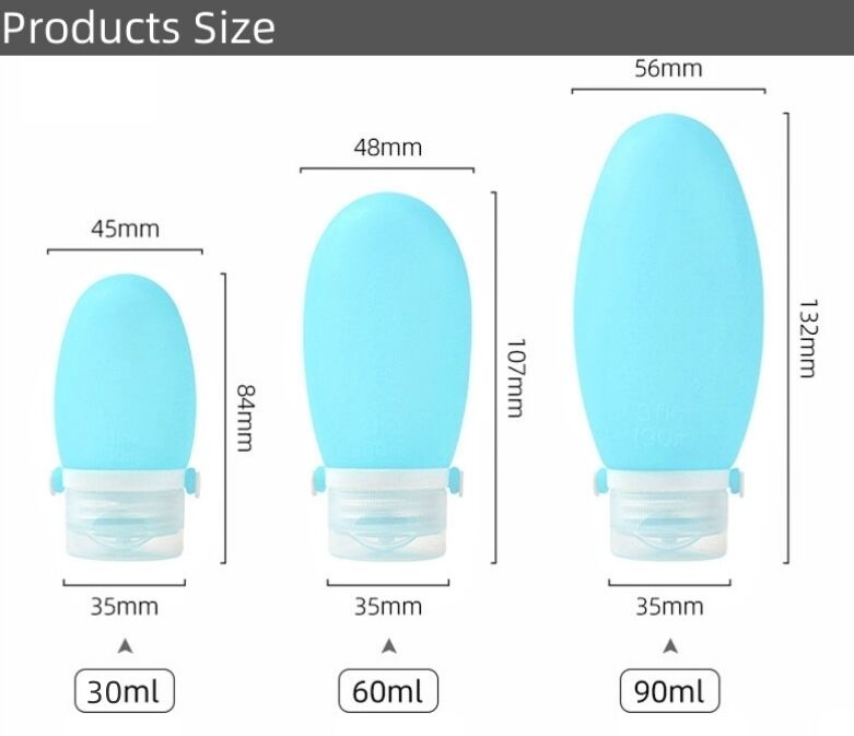 4 In 1 Leakproof Empty Shampoo Silicone Travel Bottle Set With Bag details