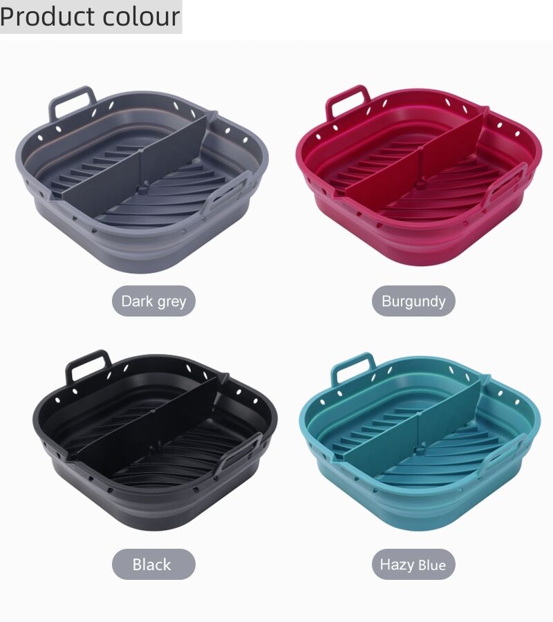 Square Foldable Silicone Air Fryer Liners with Divider manufacture