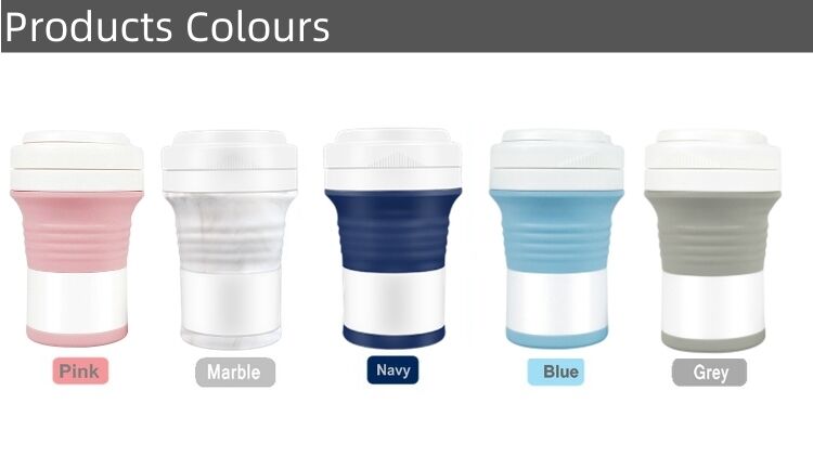 550ml Silicone Folding Coffee Mugs Cola Water Cup With Lid And Straw factory