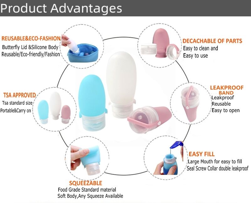 4 In 1 Leakproof Empty Shampoo Silicone Travel Bottle Set With Bag factory