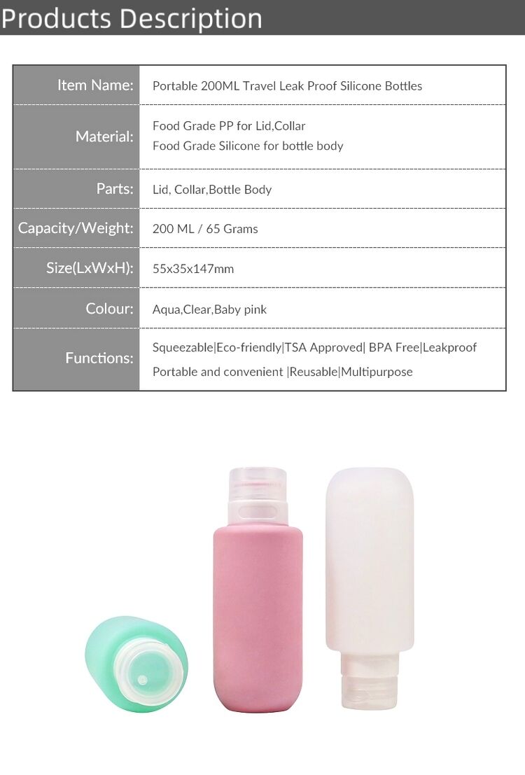 200ml Soft Silicone Shampoo Travel Bottles And Containers manufacture