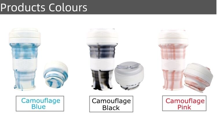 550ml Silicone Foldable Travel Water Cup Coffee Mugs with Lid manufacture