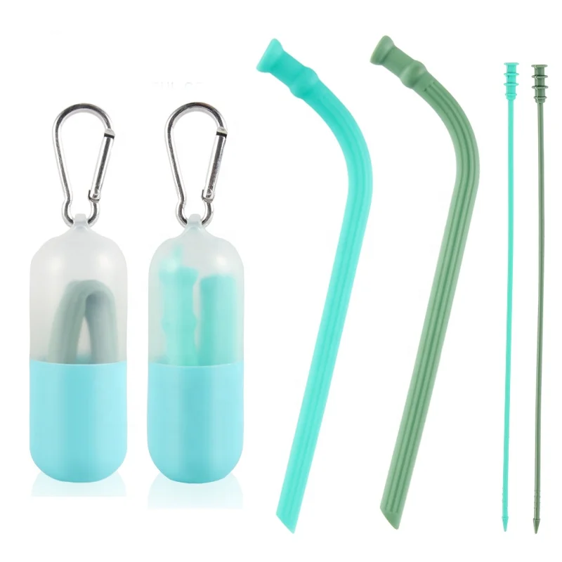 Reusable Silicone Foldable Drinking Straws Set with Case