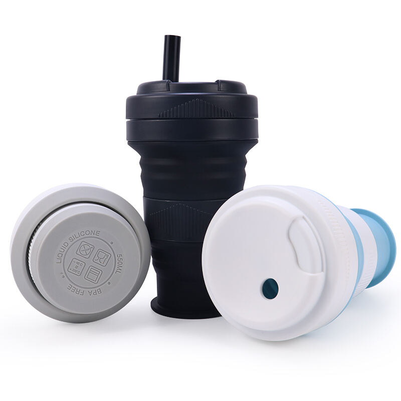 BPA Free Silicone Folding Drinking Cup Coffee Mug 550ml 20oz