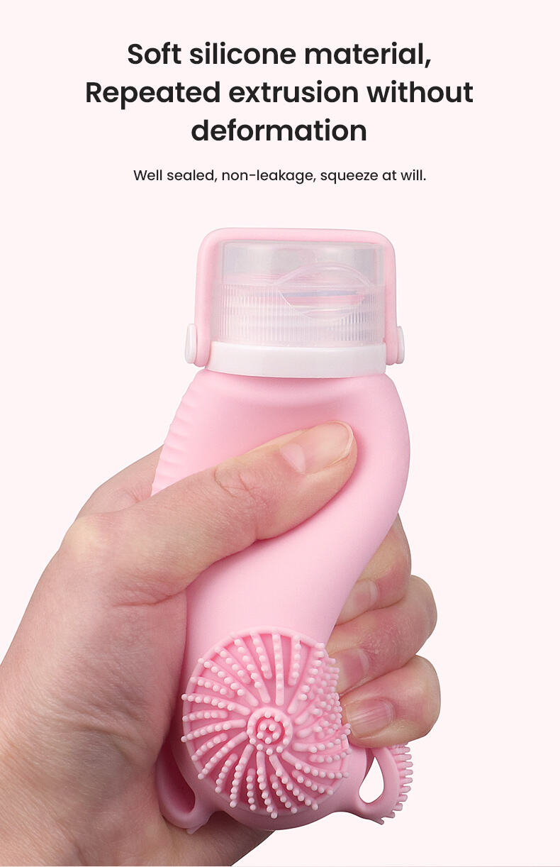 4 Pack 100ML Cosmetic Travel Bottle Set with Face Cleanser Brush details