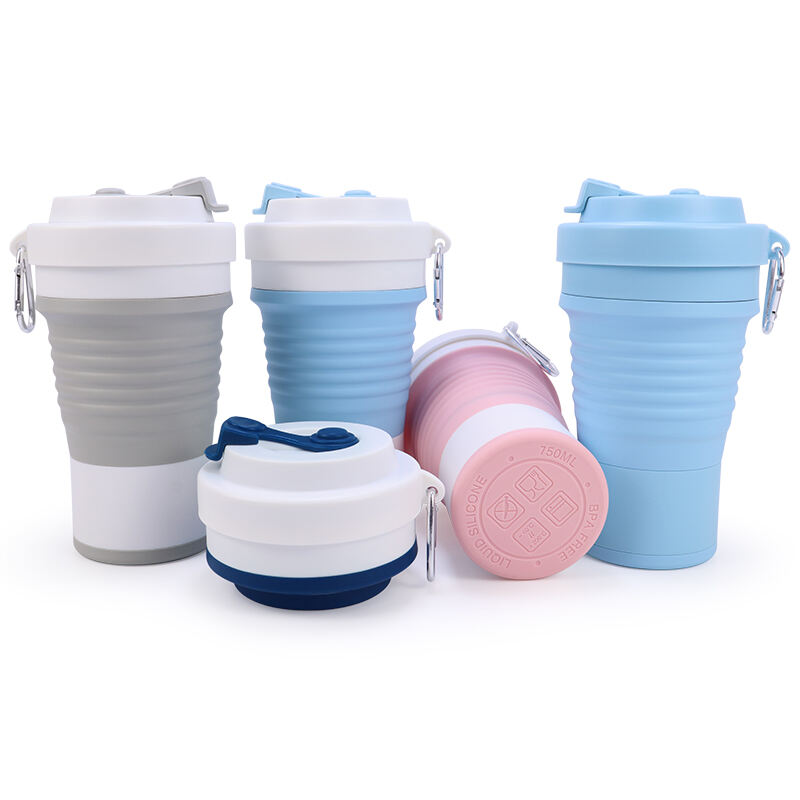 Large 750ml 25oz Silicone Foldable Travel Water Cup Coffee Mugs manufacture