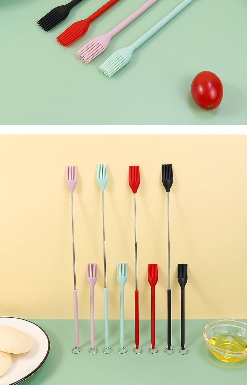 Heat-Resistant Silicone Baking Oil Brush with Stretch Stainless Steel supplier
