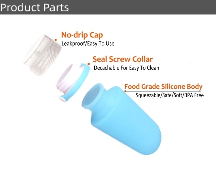 Portable 1oz 30/60/90ml Silicone Squeeze Travel Bottles For Cream details