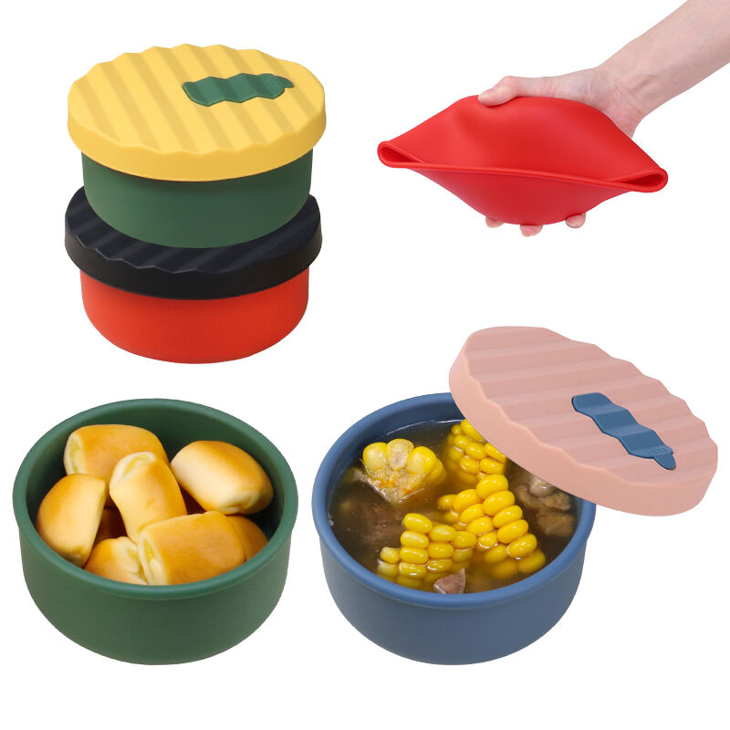 250ml Unbreakable Silicone Lunch Bowl Food Containers with Lid