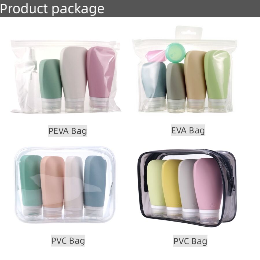 Hot Sale 4 in 1 Leakproof Squeeze Silicone Travel Bottle Set with Bag factory