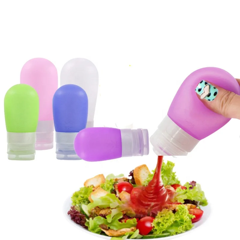 Mini 1oz 2oz Reusable Silicone Salad Dressing Bottle Travel Container