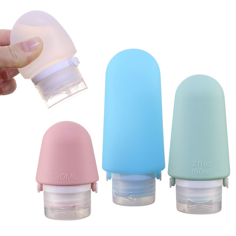 Portable 1oz 30/60/90ml Silicone Squeeze Travel Bottles For Cream
