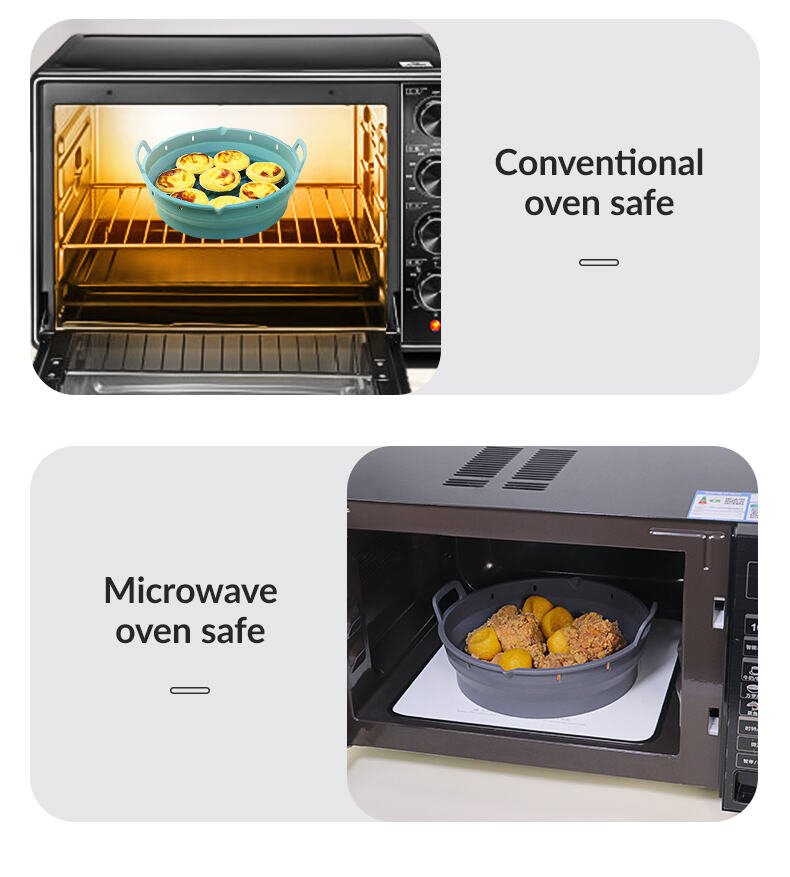 8.5 Inch Microwave Oven Safe Collapsible Airfryer Liner Silicone Pot supplier