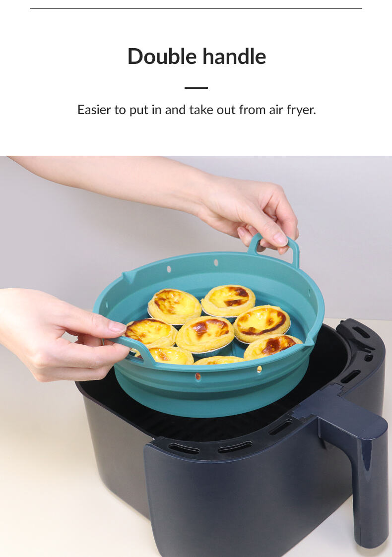 8.5 Inch Microwave Oven Safe Collapsible Airfryer Liner Silicone Pot manufacture