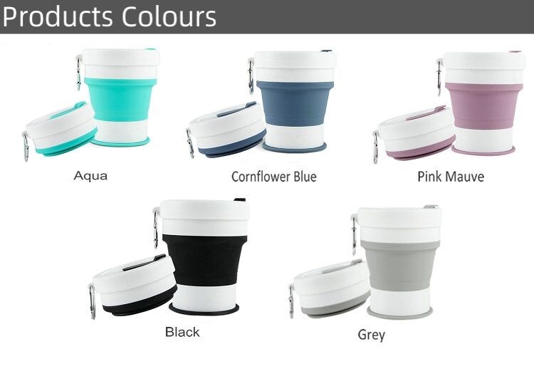 550ml 20oz Silicone Foldable Coffee Mugs With Lid And Straw details