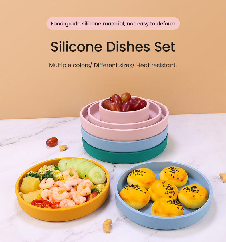 Unbreakable Non-toxic Silicone Dish Plates Pan for Dumpling&Pasta details