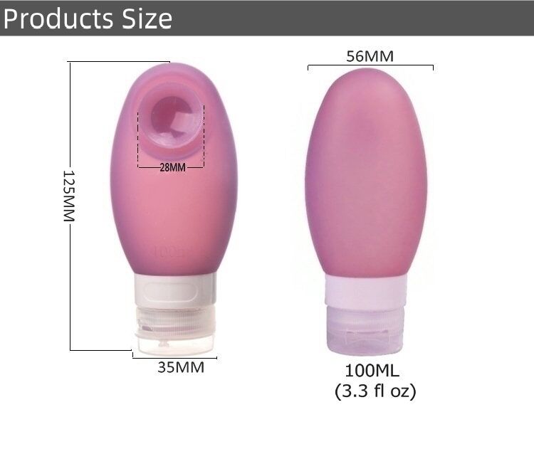 100ml Reusable Squeezable Silicone Travel Bottle With Suction Cup details