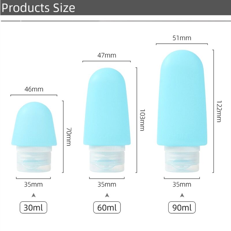 Reusable Empty Shampoo Silicone Travel Size Bottle 30ml 60ml 90ml details