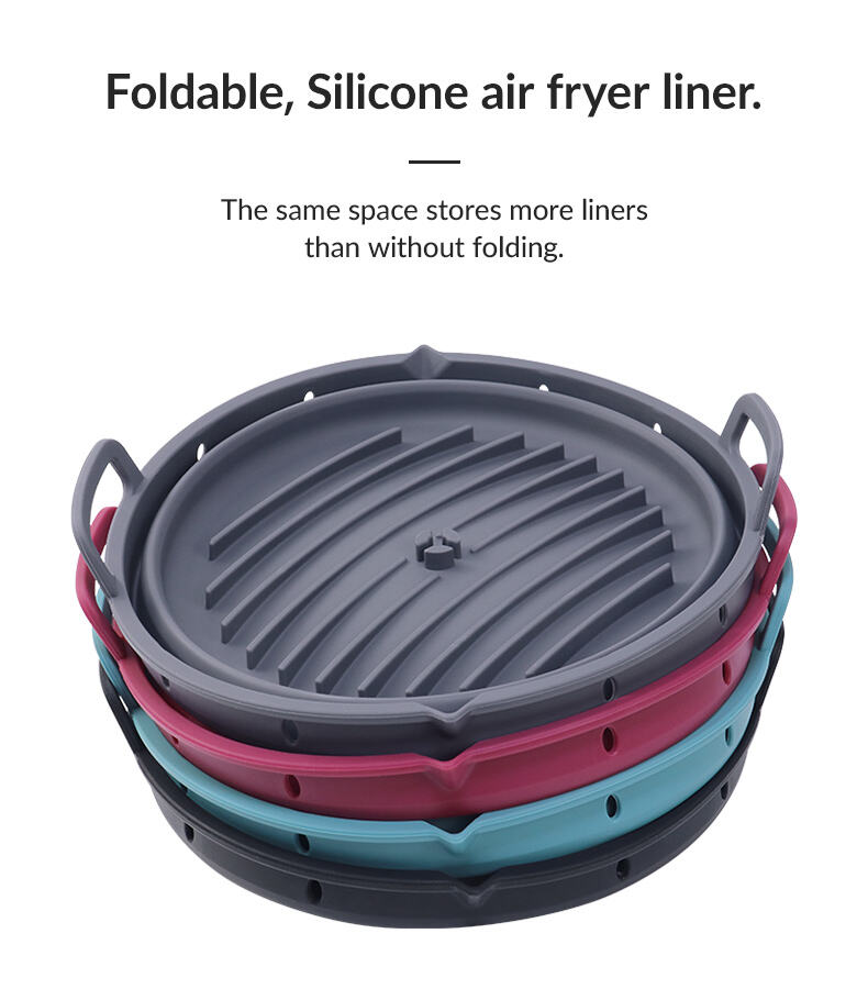 8.5 Inch Microwave Oven Safe Collapsible Airfryer Liner Silicone Pot details