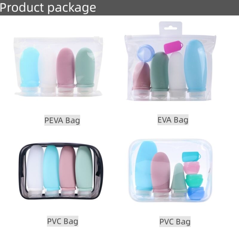 4 In 1 Leakproof Empty Shampoo Silicone Travel Bottle Set With Bag factory