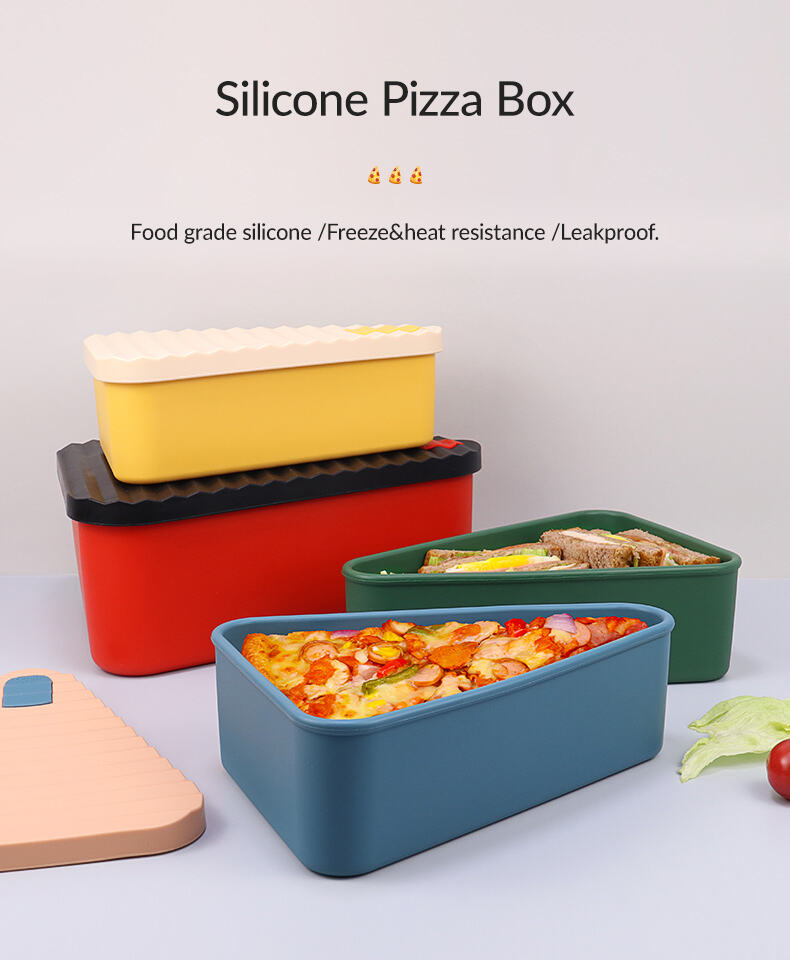 Unbreakable Silicone Pizza Box Food Storage Container with Lid manufacture