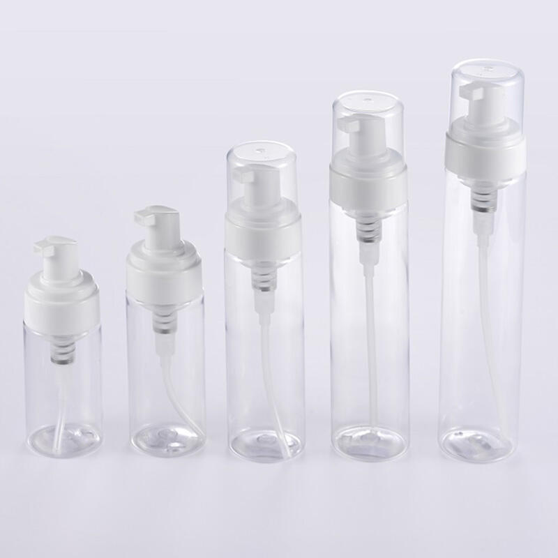 Empty Plastic Foam Pump Bottle 100ml 150ml 200ml  4oz plastic foam clear white PET facial cleanser mousse foam pump bottle