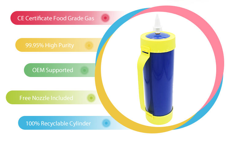 Customized Whipped Cream Chargers 3.3L 2kg Disposable gas cylinders with silencer nozzle and food grade Blueberries flavor manufacture