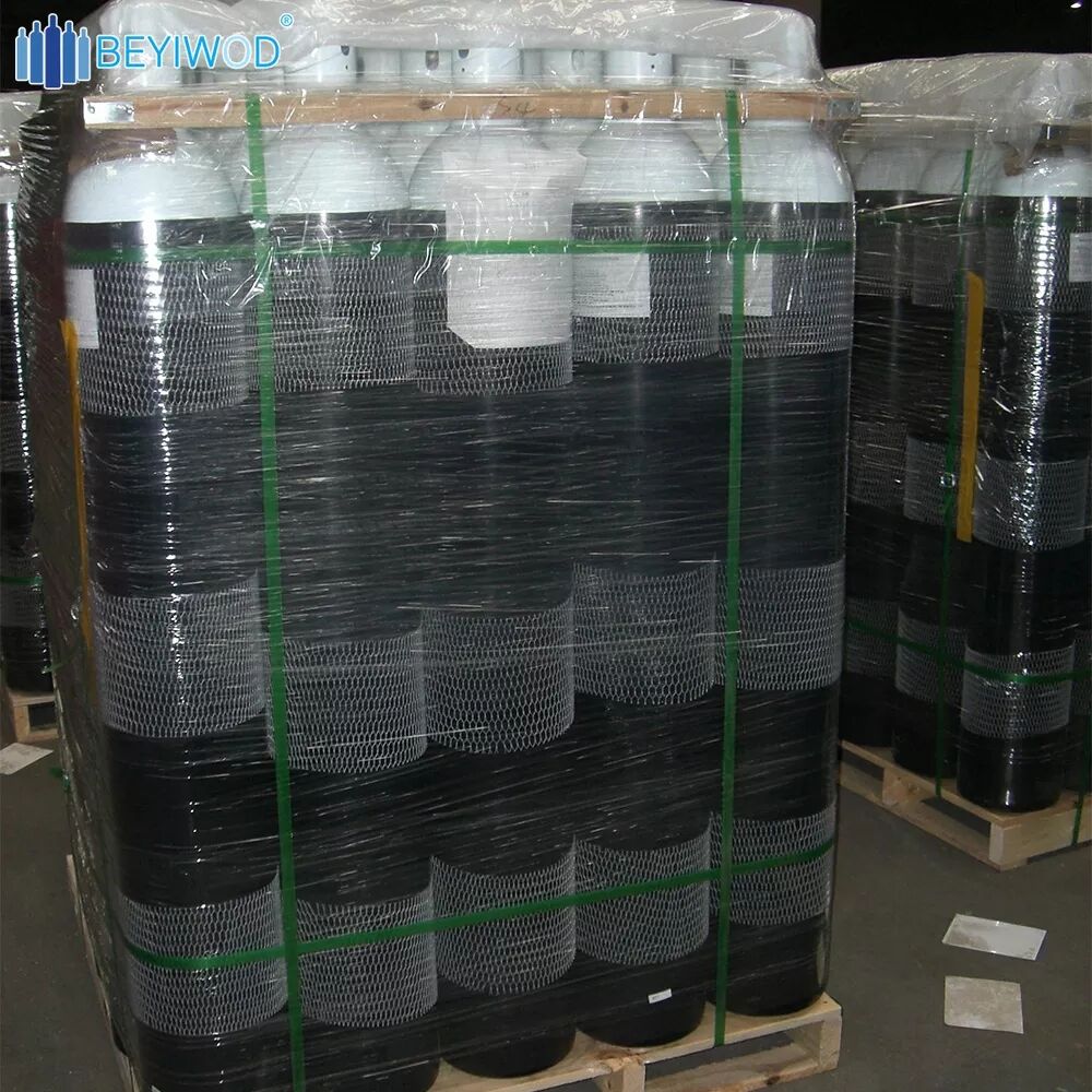 40L Empty Ethylene Gas Seamless Steel Cylinder Tank with valve details