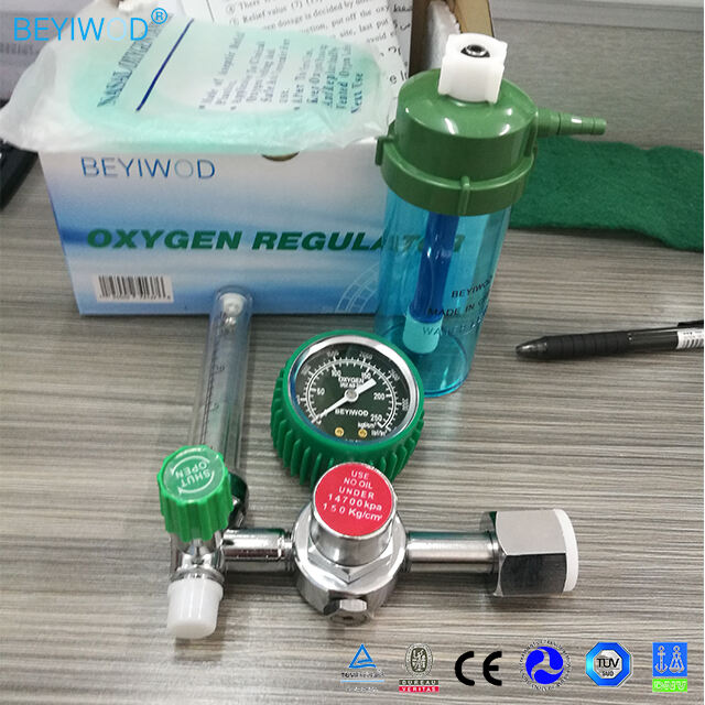 Medical CGA540 Female Thread 150bar Oxygen Cylinder Regulator With Flow Meter Humidifier details