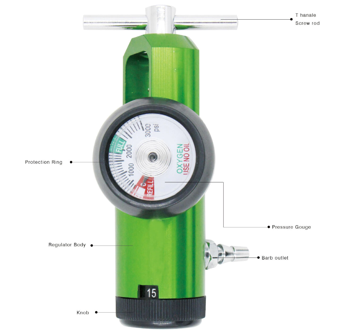 Regulator Indeks Pin Tipe Yoke Inhalator Oksigen Medis dengan Stopkontak Diss/Barb/Koneksi CV untuk Detail Katup CGA870 CGA540