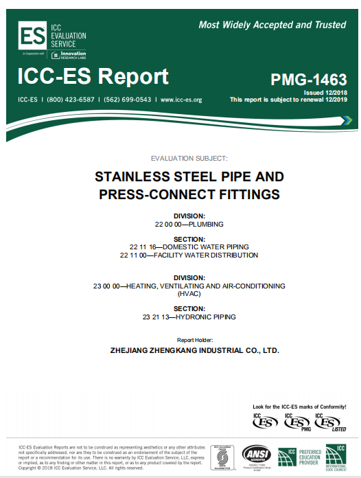 DVGW Stainless Steel Press fitting Equal Coupling and reducing coupling details