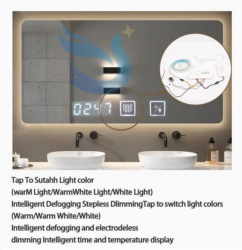 Smart home Dc12V tricolor bathroom sensor touch mirror switch for be voice controlled manufacture