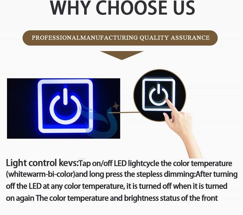 High Power 120W Single Key Monochrome Smart Bathroom Mirror Dimmer Switch Led Light Mirror Touch Sensor Switch details