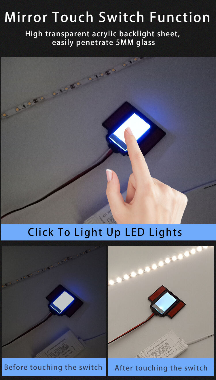 High Quality Smart Capacitive Led Light Mirror Touch Sensor Switch For Hotel Bathroom supplier