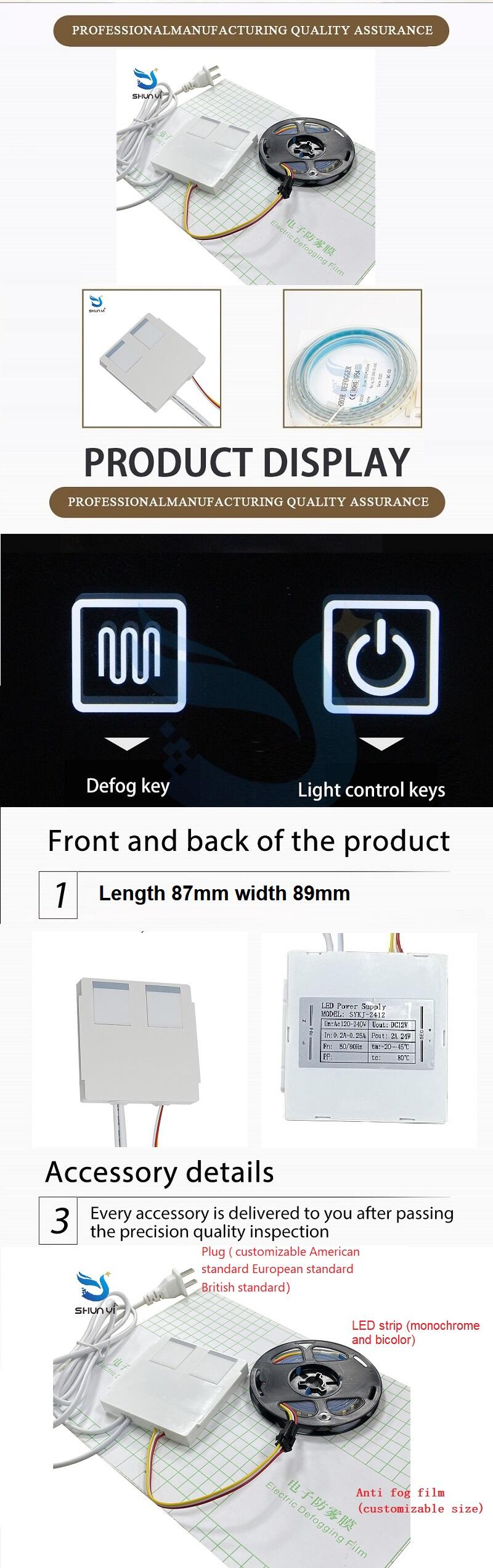 Smart Bathroom Mirror 24W Single Double Color Smart Control Capacitive Dimmer Led Light Touch Switch Sensor manufacture