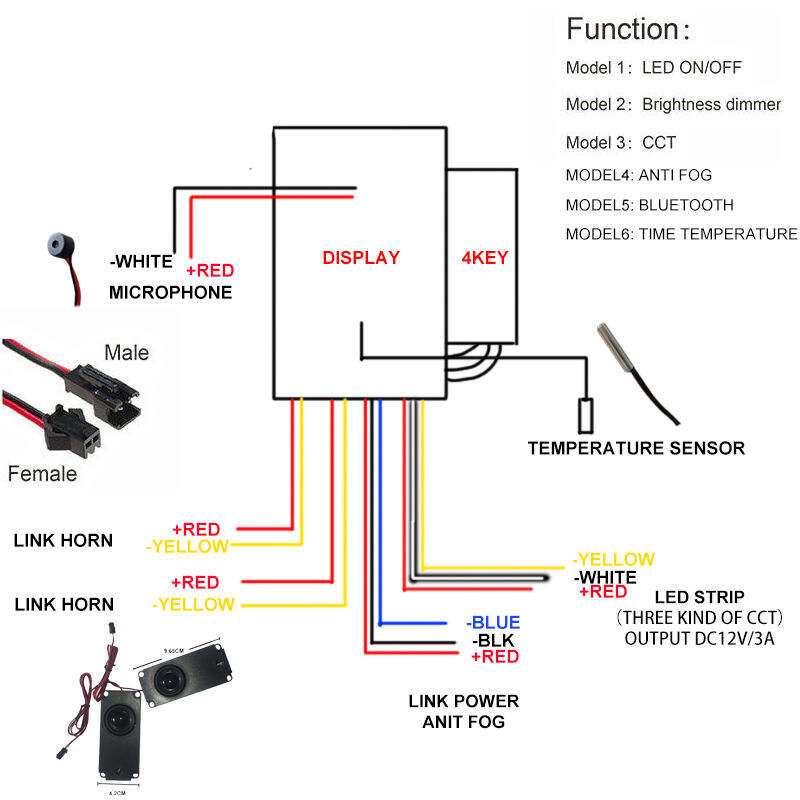 Blue Tooth 12V 5A 60W  4 Key Three Color Defogger Time Temperature Display Mirror Way Touch Switch supplier