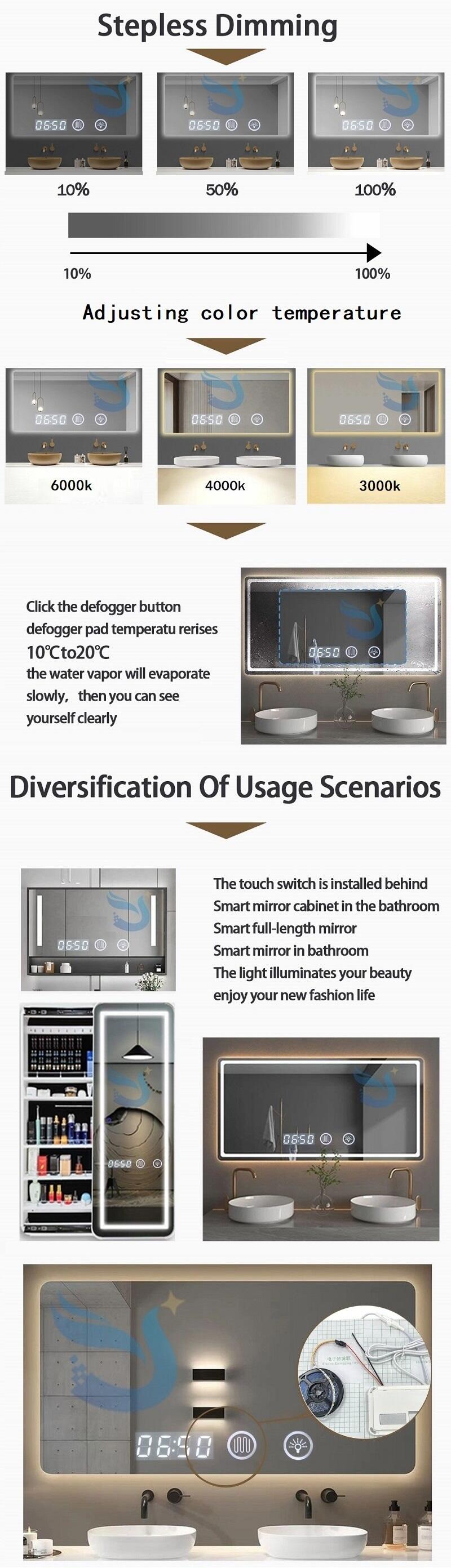 36W 12V Smart Bathroom Mirror Touch Switch Led Dimmer Touch Sensor Switch With Time Temperature Defog manufacture