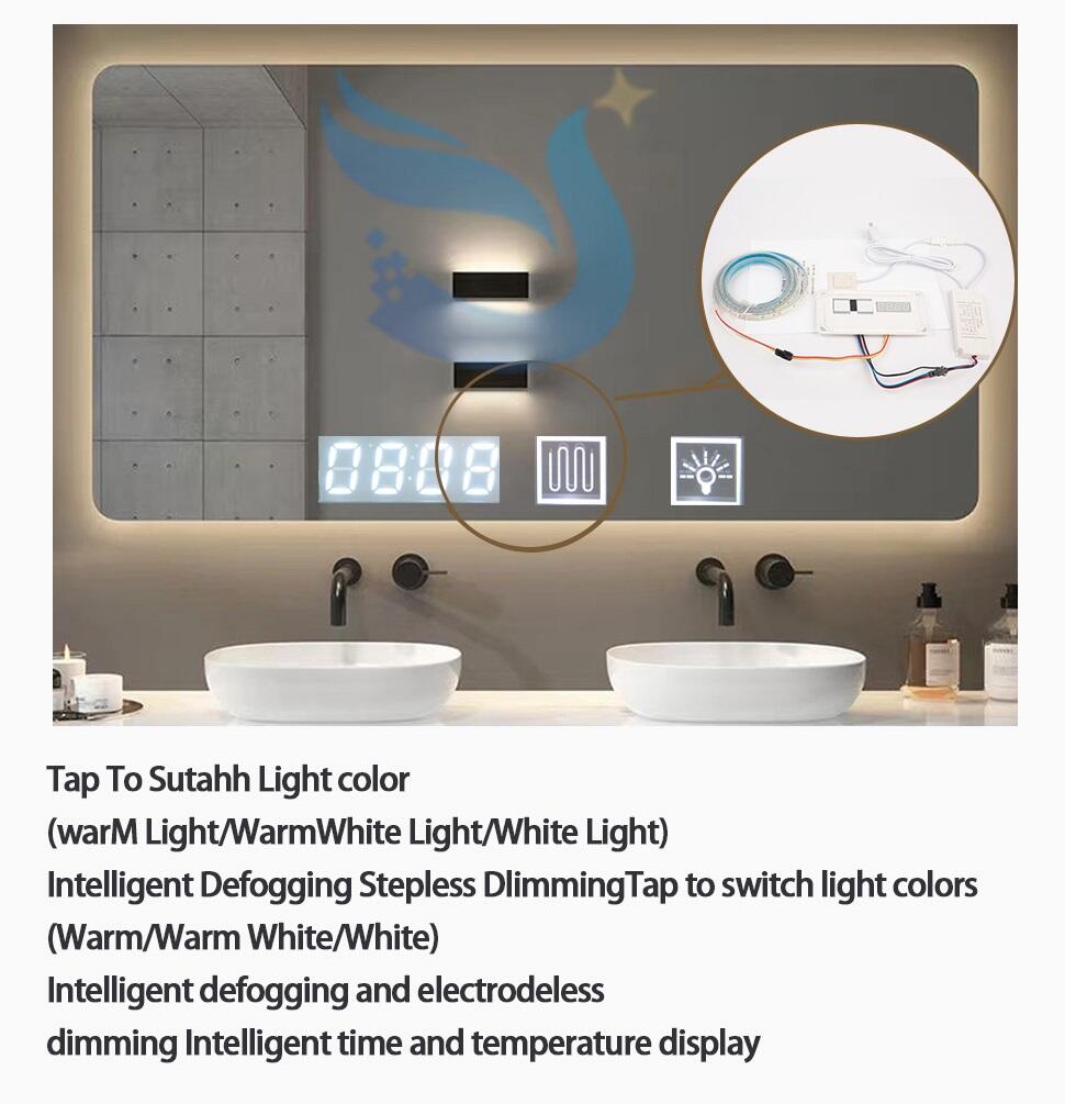 Wholesale Smart Bathroom Mirror Radar Sensor Led Dimmer Touch Switch With  Time Date Defogger supplier