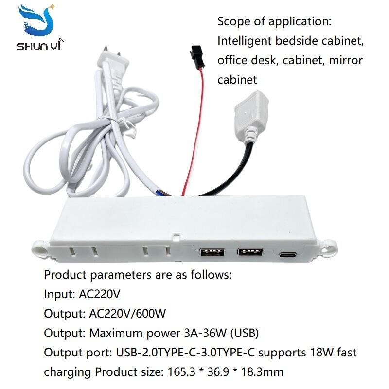 Smart Bedside Table Usb Integrated Socket Ac220V Type Fast Charging Mirror Touch Switch For Office Desk Mirror Cabinet manufacture