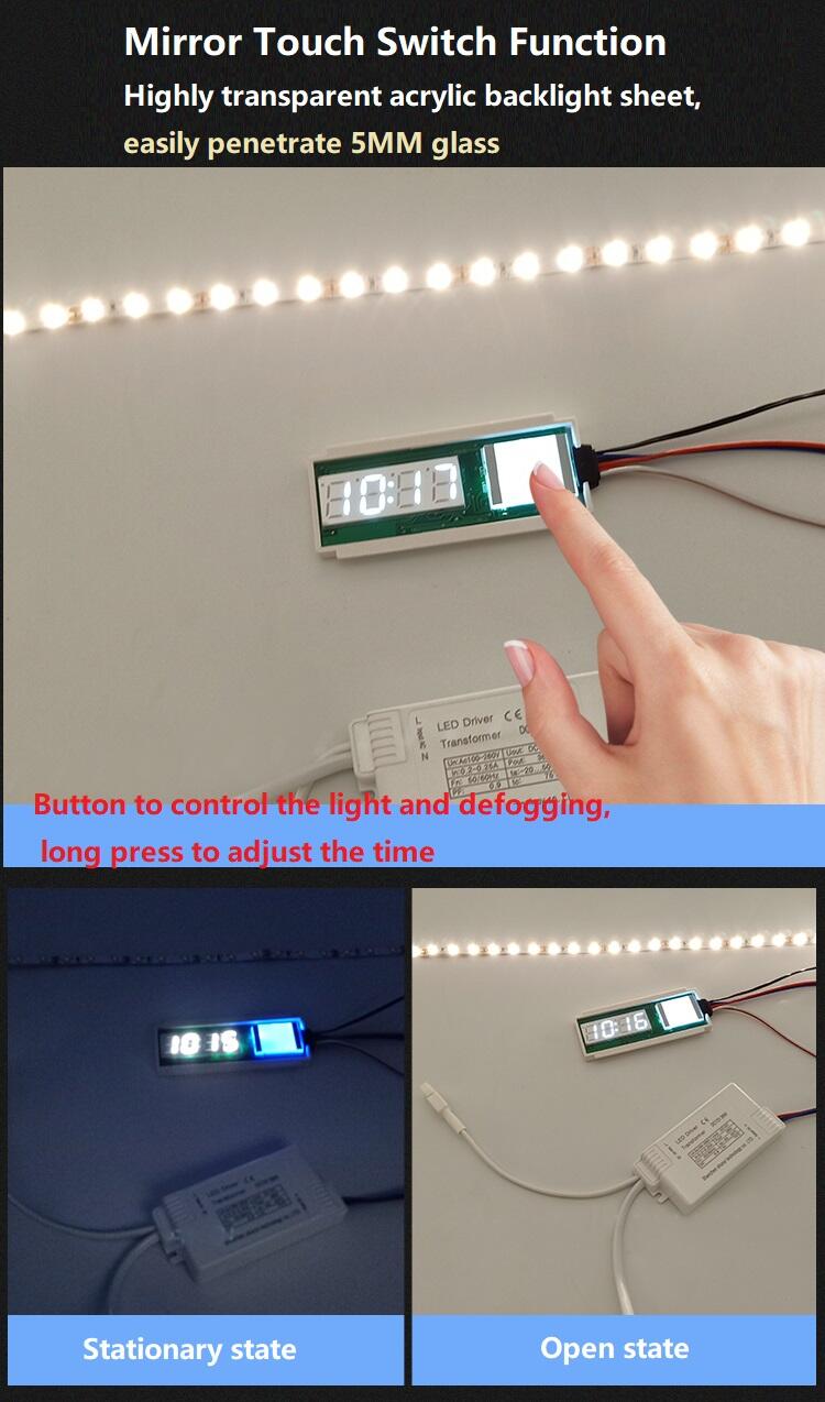 High Quality 12V Lamp Control Dimmer  Led Para Espejo Light  Touch Sensor Switch Mirror For 1-8Mm Mirror details