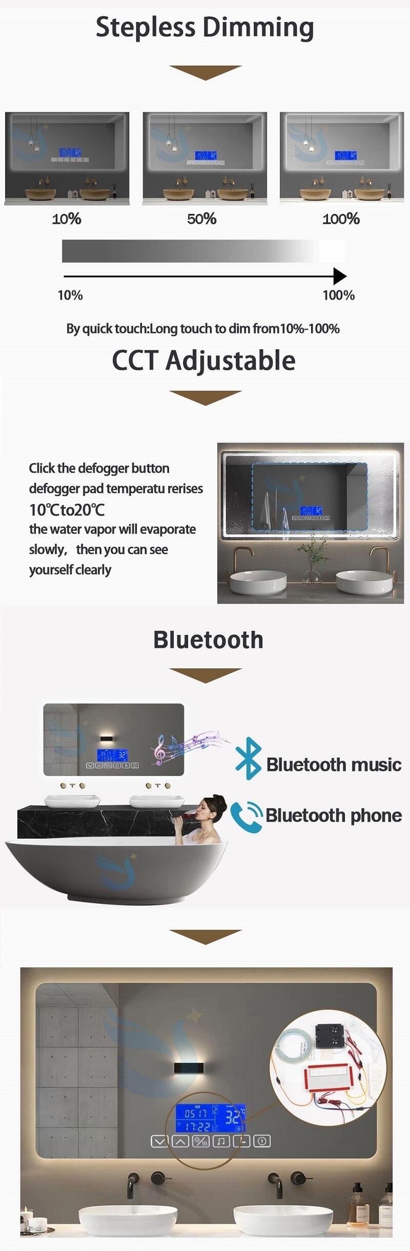 Bluetooth 12V Tri Color Led Touch Dimmer Capacitor Sensor Switch for Bathroom Mirror Time Temperature Display Music supplier