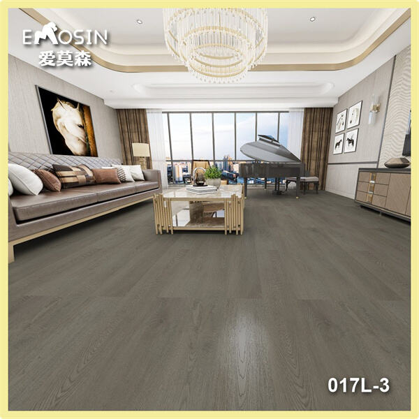 Durable and water-resistant herringbone vinyl flooring.