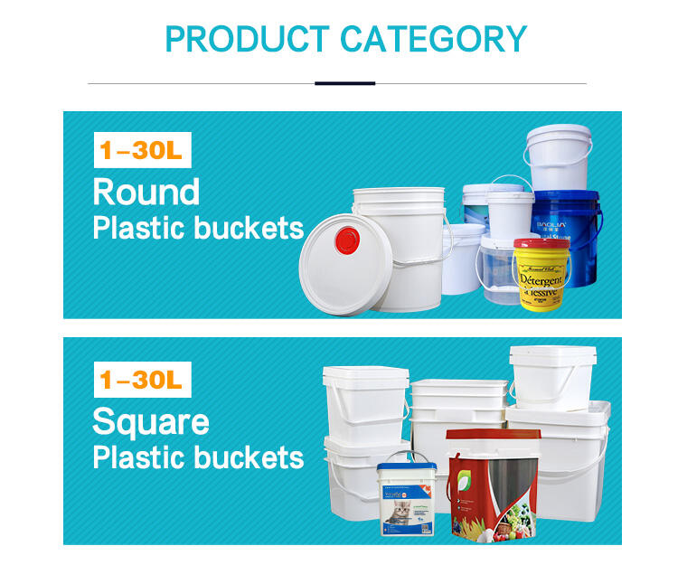 20L Empty Paint Buckets Plastic Pail with Lids Square Plastic Barrel manufacture