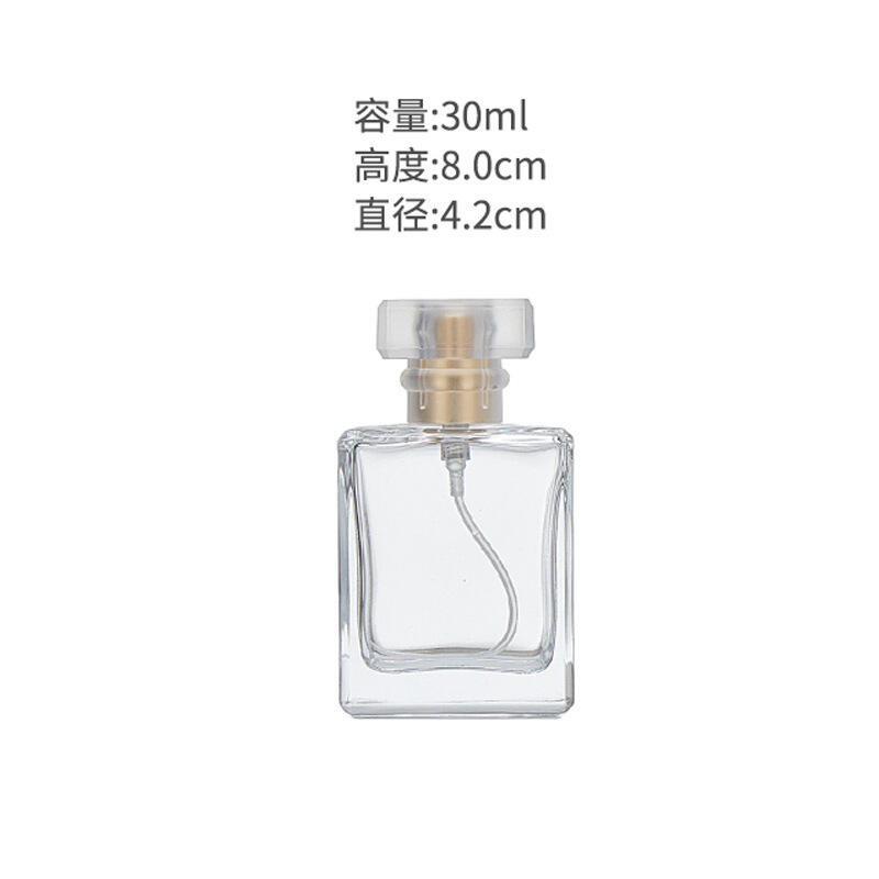 product elegant 30ml square perfume bottle for skin care cream face mask blush packaging wood empty refillable polished painted frost-0