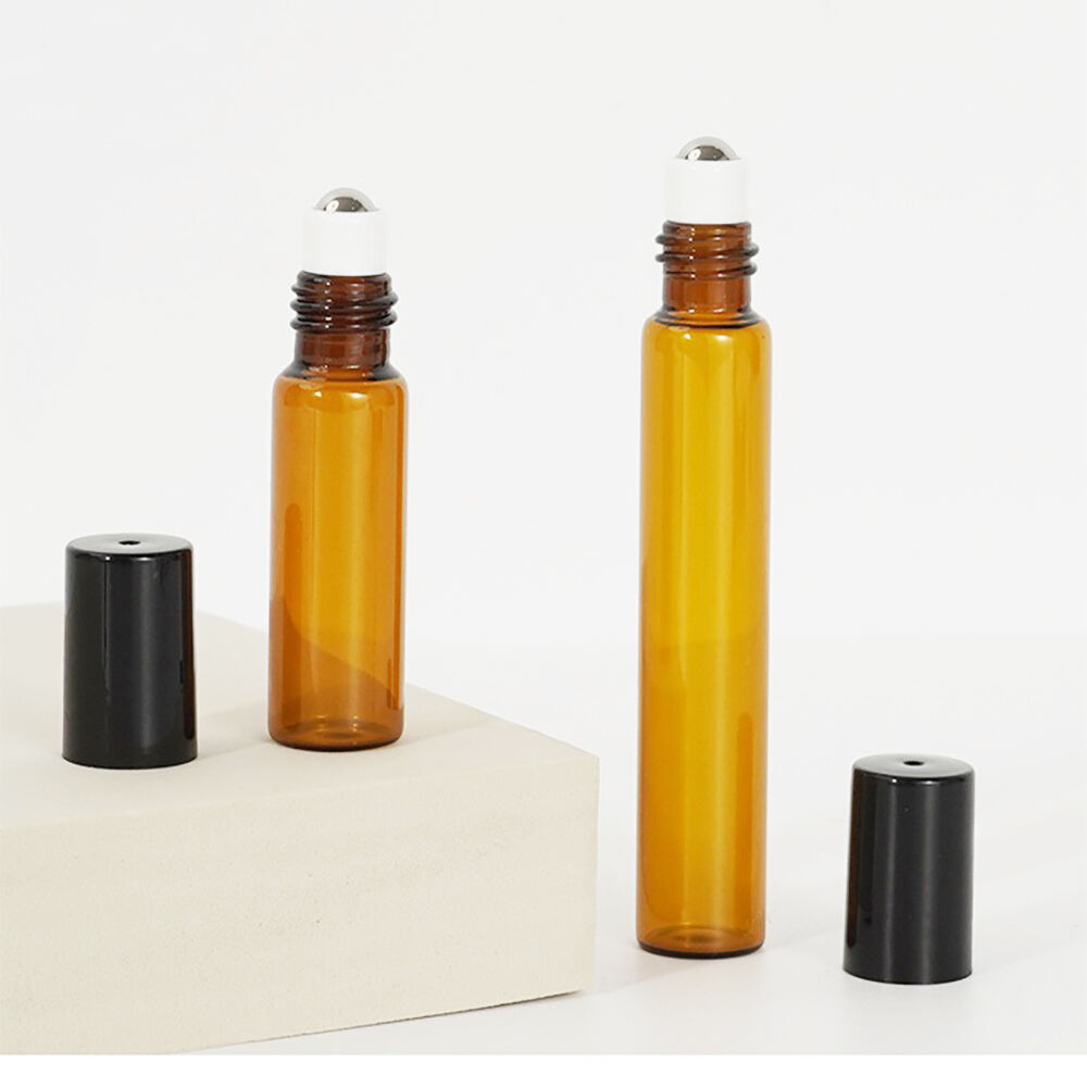 product portable 10ml glass roll on bottle for essential oils  perfume 100pcs moq with rubber stopper-3