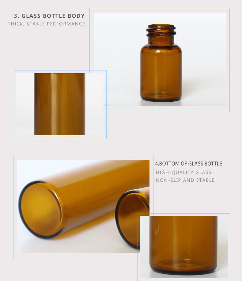 Botol parfum 20ml kosmetik amber clear roll on glass dengan bola logam untuk kemasan minyak esensial pembuatan penjualan panas